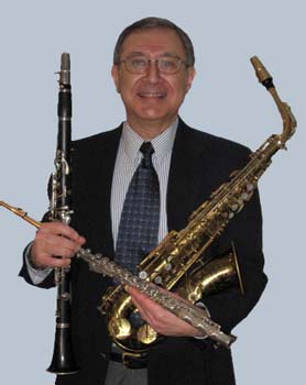 Phil with clarinet flute and saxophone